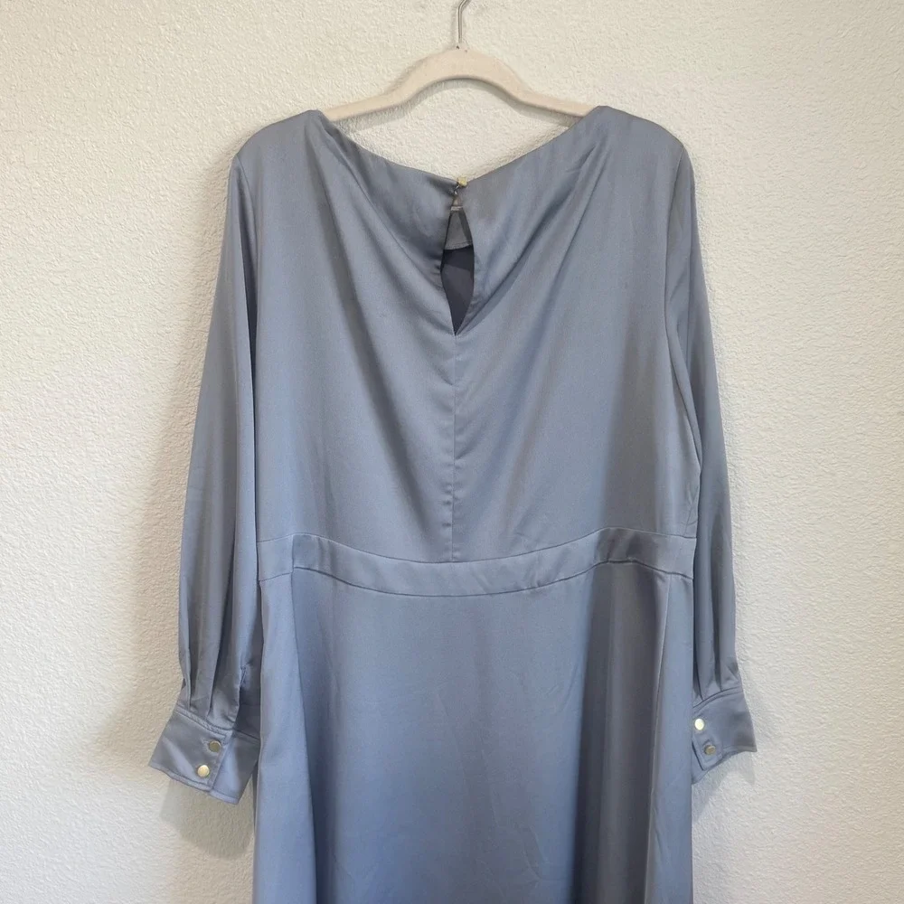GIULIVA HERITAGE x H&M Maxi Dress Grey Satin Long Sleeve Party Event Cocktail XL